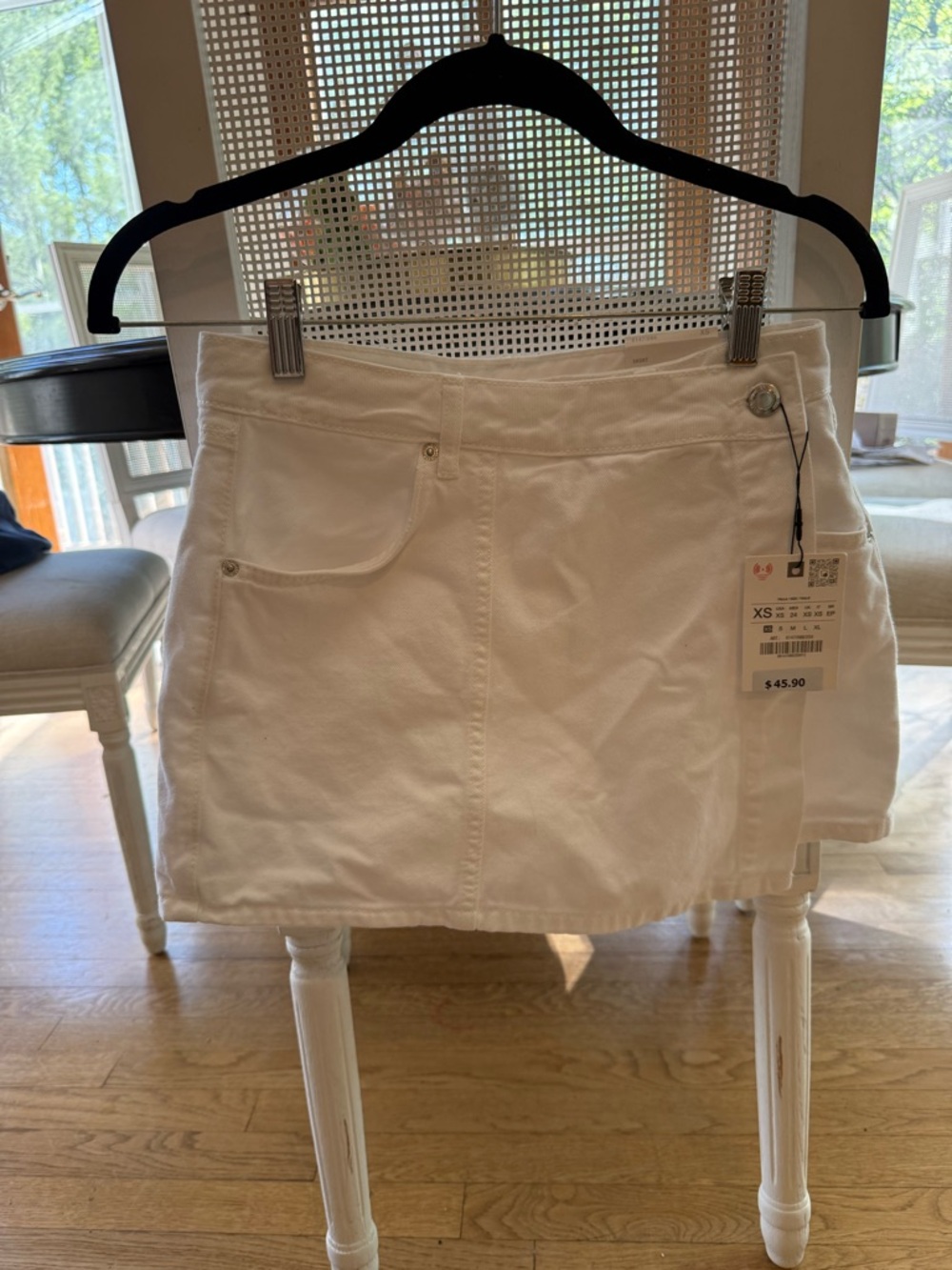 Zara White Denim Mini Skort